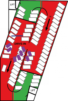 Turfschip parkeergarage verdieping ROOD